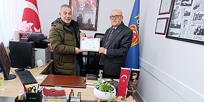 Türkiye Muharip Gaziler Derneği Yalova Şubesinden 77haber’e Teşekkür Belgesi